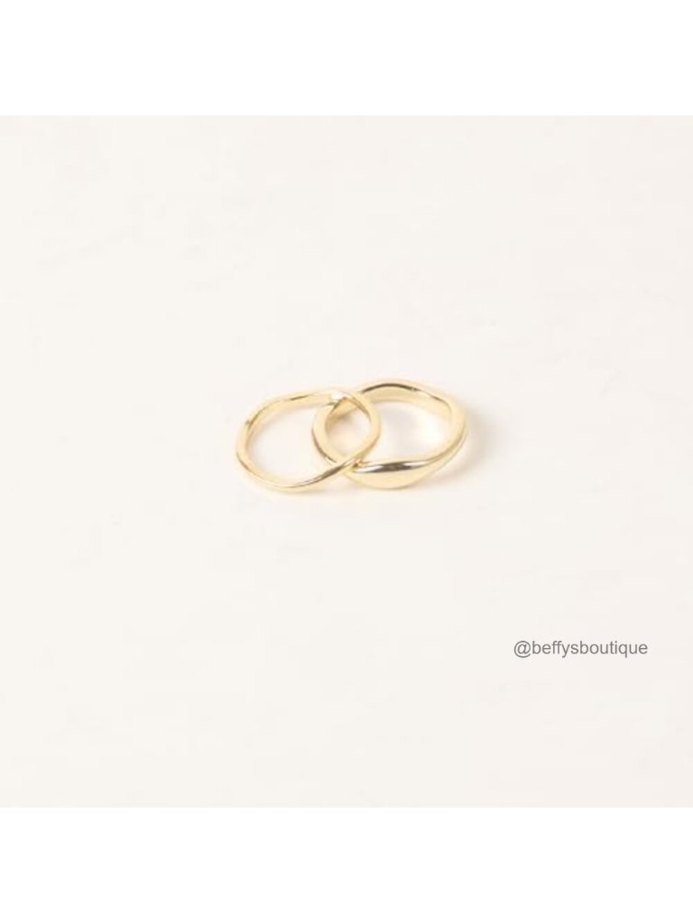 14K Gold Plated Brass Non Tarnish Stackable Chunky Wave Rings Adjustable